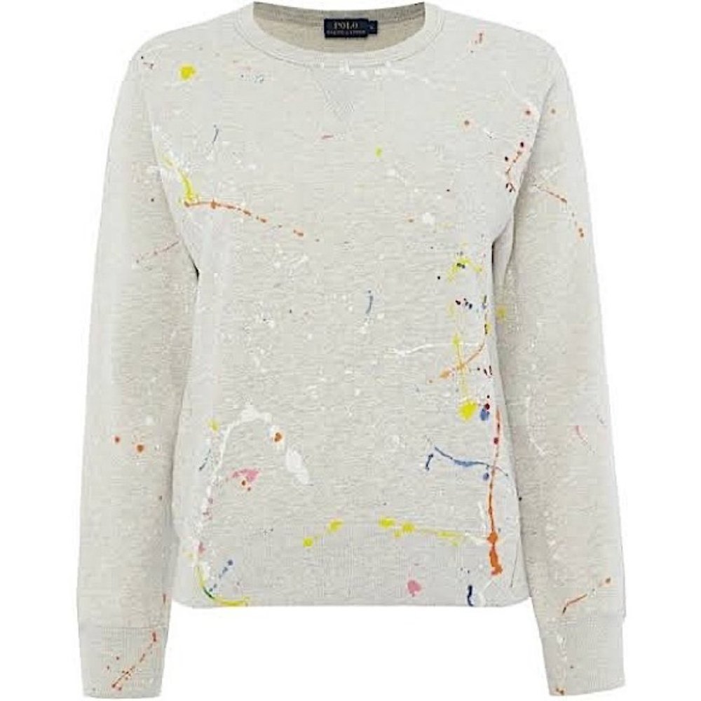 POLO BY RALPH LAUREN Paint splatter grey fleece sweatshirt